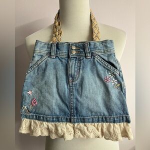 Handmade Upcycled Denim Bag, Blue/Cream, Lined